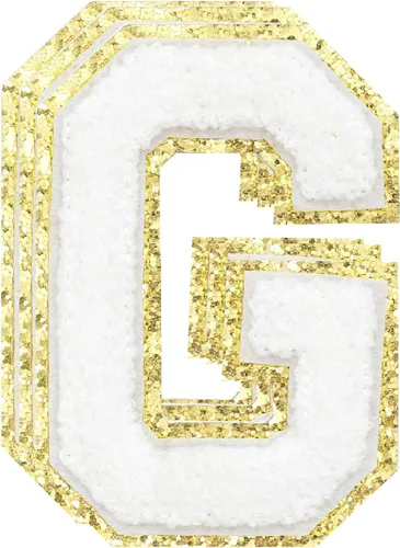 Miniatura 213 de 3 parches de números de chenilla negra, tamaño grande de 4-1/2" parches de números para planchar, parches universitarios para ropa, 8" Borde oro rosa