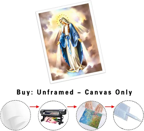 Miniatura 2 de NONBER Póster vintage de arte religioso de la Virgen María, póster de arte católico, pintura en lienzo, cuadros de arte de pared, 12 x 16 pulgadas