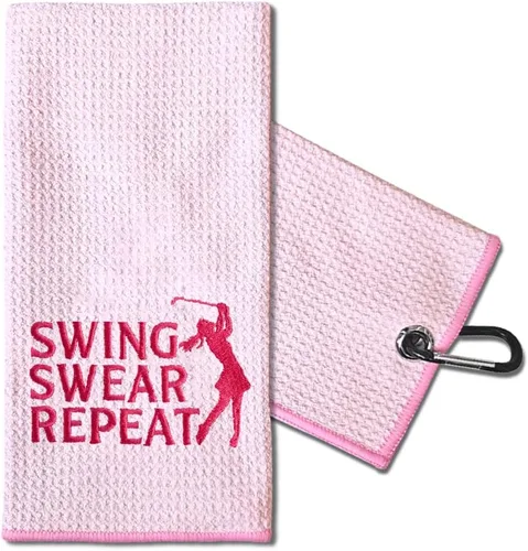 Miniatura 15 de TOUNER Just A Girl Who Loves Golf Toalla bordada para bolsas de golf con clip, divertidos regalos de golfista rosa para tía, novia, hermana, rosa081