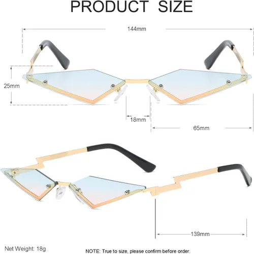 Miniatura 4 de JOVAKIT Gafas de sol sin montura para mujeres y hombres, gafas de sol de polígono de moda, marco de metal, gafas de fiesta rave de Halloween