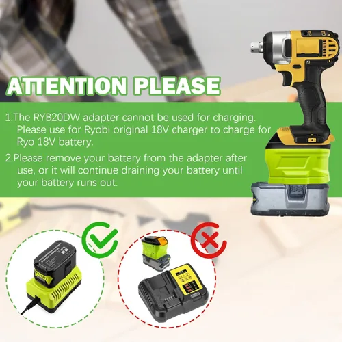 Miniatura 4 de Adaptador para Ryobi a para herramientas Dewalt, para Ryobi 18 V Convertidor de batería para reemplazar 20 V MAX DCB204 DCB207 DCB206 Batería
