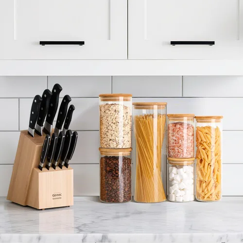 Miniatura 6 de ComSaf Juego de 6 tarros de vidrio para almacenamiento de alimentos, recipientes de almacenamiento de vidrio transparente con tapas