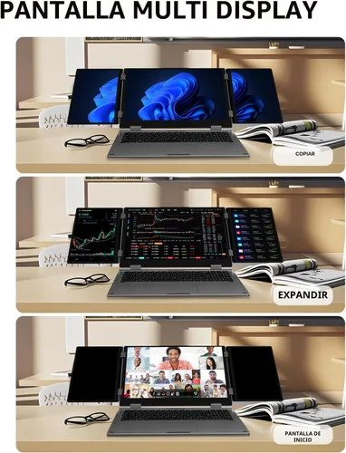 Miniatura 4 de KOOFORWAY Portátil de triple pantalla, principal de 16 pulgadas + monitores duales de 10.5 pulgadas, Core i7-12700H, 32 GB de RAM, SSD de 2 TB, Win