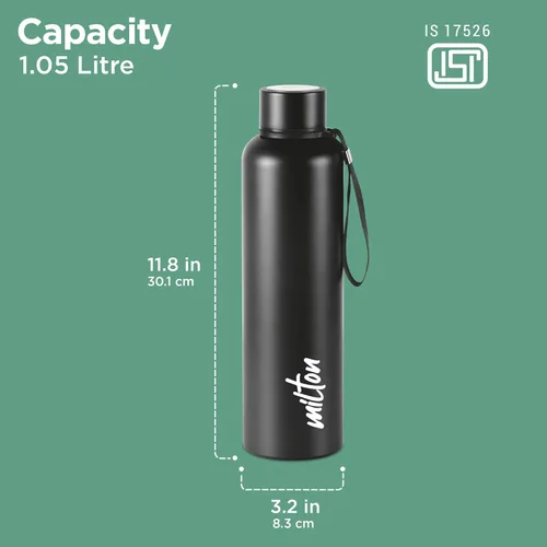 Miniatura 7 de Milton Aura 1000 Thermosteel Water Bottle, 24 Hr Hot and Cold I Leak Proof Lid, ISI Certified I Vacuum Insulated I for Office, Gym, School I