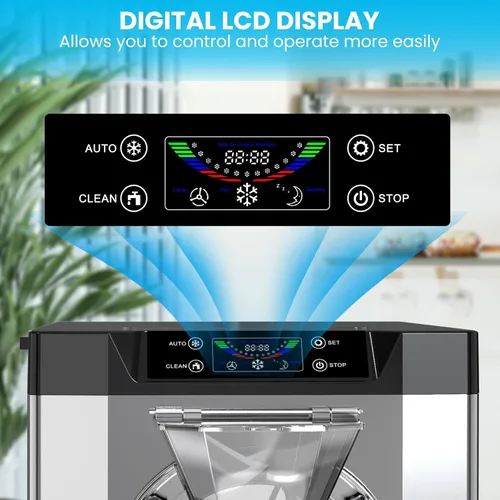 Miniatura 2 de Patikuin Máquina de helado comercial de 2000 W - Máquina de helado de encimera de un solo sabor con pantalla táctil LCD - Salida de 4.8 a 6.3