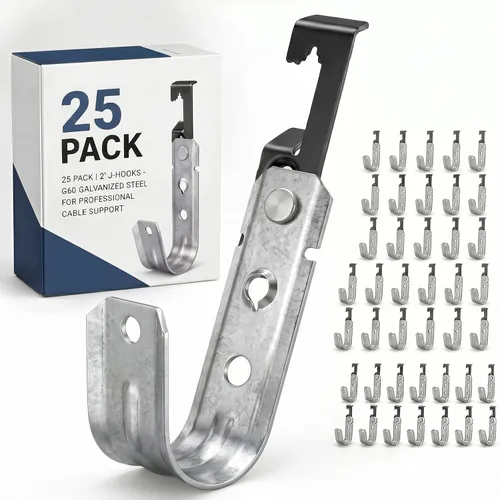 Miniatura 9 de Zonon 1 Pcs 25 Pcs J Hooks for Hanging Metal J Hook Hangers Cable Support with Bat Wing Heavy Duty G60 Galvanized Steel Cable Hooks for Attaching