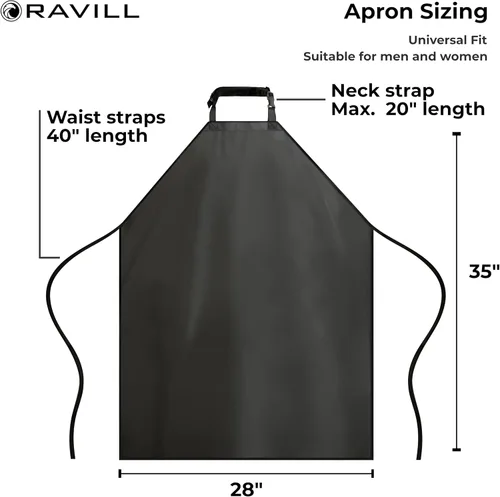 Miniatura 5 de Ravill Delantal impermeable para hombres y mujeres, delantales de trabajo multiusos de 35 pulgadas para lavavajillas, aseo de perros, limpieza