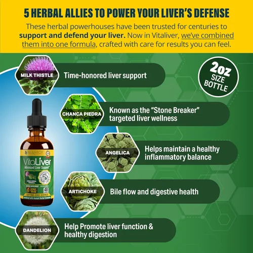 Miniatura 3 de VitaLiver - Suplemento para la salud del hígado - Apoya la limpieza y desintoxicación del hígado - Fórmula líquida para mejor absorción - Cardo