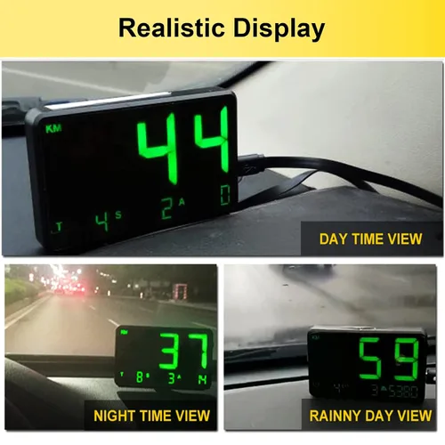 Miniatura 4 de Pantalla universal HUD GPS Head-up Velocímetro digital de velocidad de conducción, alarma de fatiga para automóviles con KM/H y MPH, pantalla grande