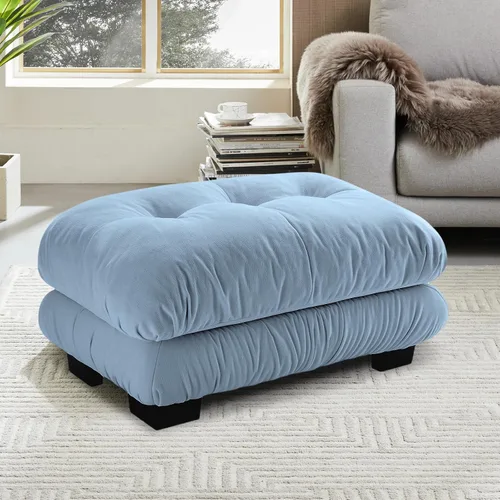 Miniatura 83 de Reposapiés Otomano Tapizado de Terciopelo con Cojín para Sofá Seccional Sofá 300 libras para Sala de Estar (Beige)