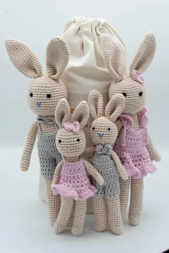 Miniatura 5 de Bunny Family, Bunny Dad Muñeca de Peluche de Ganchillo, Muñeca Amigurumi para Bebé/Niño Pequeño