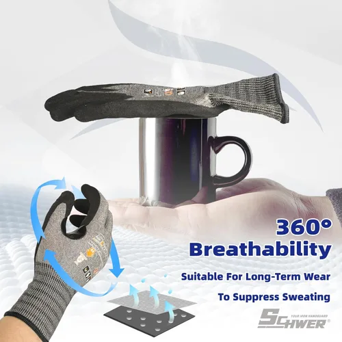 Miniatura 5 de Schwer A4 AIR-SKIN AR5918 - Guantes de trabajo resistentes a cortes con extremadamente ligeros y delgados, guantes de agarre para jardinería, pesca