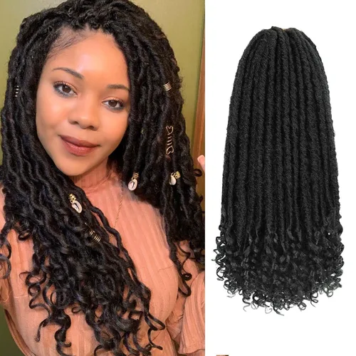 Miniatura 11 de 6 paquetes de cabello de ganchillo Goddess Locs, locs falsos rectos de 12 pulgadas para ganchillo, extensiones de cabello sintético suave rizado