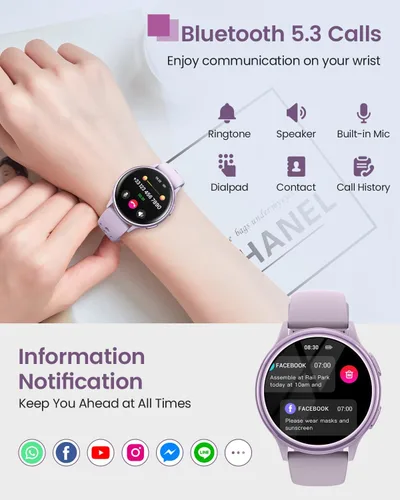 Miniatura 4 de Relojes inteligentes para mujeres y hombres (respuesta/hacer llamadas), reloj inteligente impermeable para Android y iPhone, reloj inteligente