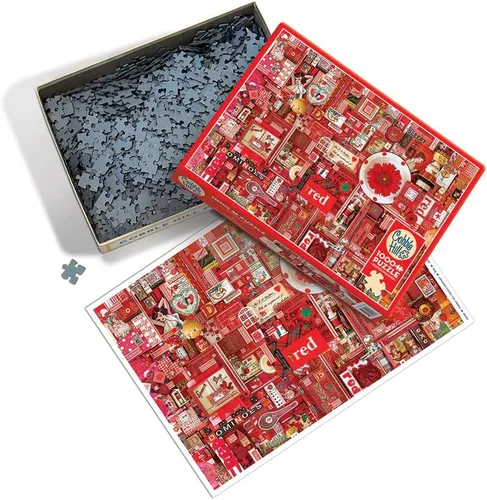 Miniatura 2 de Cobble Hill - Rompecabezas de 1000 piezas, colección Rainbow: rojo, muestra de póster incluido