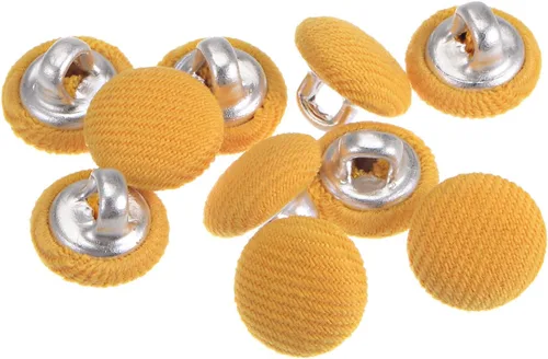 Miniatura 69 de HARFINGTON 10 botones de tela de 24L cubiertos de tela de 0.59 pulgadas, vástago de metal, botones de costura redondos para trajes, blusas de Azul