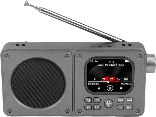 Sanpyl Radio de video AM FM con altavoz Bluetooth 5.4, soporte de radio recargable reproductor MP3 MP4, con conector para auriculares de 0.138 in