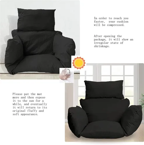 Miniatura 4 de Cojín para silla de huevo colgante para patio, cesta colgante, asiento lavable, color burdeos