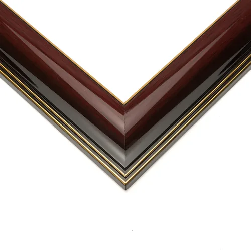Miniatura 9 de Marco de 6 x 5 pulgadas, color marrón caoba con ribete dorado, ancho del marco de madera maciza de 1.5 pulgadas, profundidad interior de 0.5