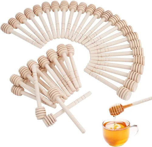 Miniatura 8 de Paquete de 24 mini palitos de madera de miel, mini agitador de miel de 4 pulgadas, para tarro de miel, dispensar miel y regalo de fiesta de boda