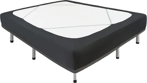 Biscaynebay - Cubierta decorativa para somier tamaño Twin y Twin XL, falda de cama elástica de punto de jersey negro de lujo, envoltura de 4 lados