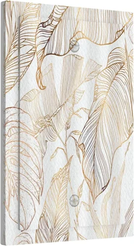 Miniatura 128 de Placa de pared decorativa con hojas de palmera tropicales de oro blanco, hoja de plátano, doble interruptor de luz de palanca decorativa, placa