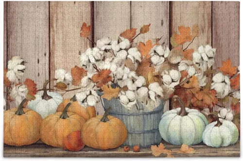 Pumpkin Fall Jigsaw Puzzles 500 Pieces for Adults with Mesh Storage Bag 2011748