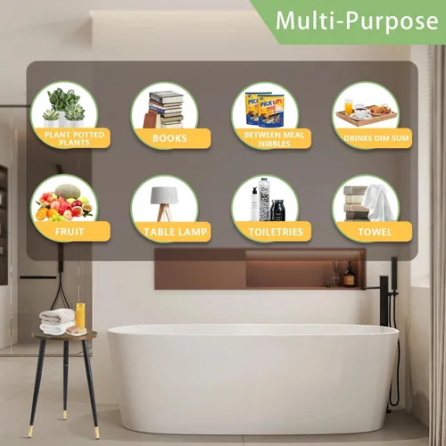 Miniatura 5 de Soporte alto para plantas de interior, soporte alto para plantas de madera de mediados de siglo con patas de metal, mesa moderna para macetas, mesas