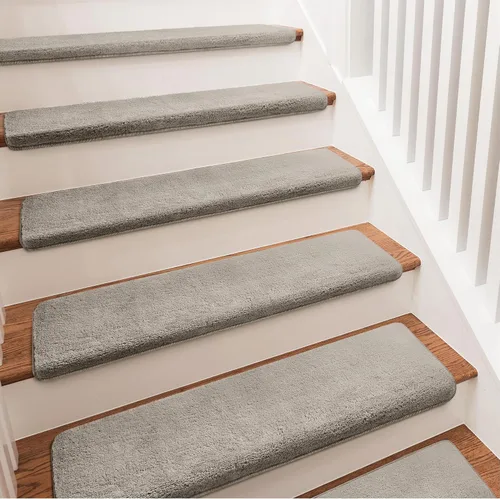 Miniatura 8 de PURE ERA Protectores de escalera para interiores, ultra felpa, suaves, para interiores, aptos para mascotas, cinta antideslizante, sin lavable