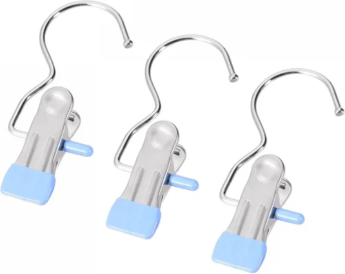 Miniatura 8 de uxcell Clips de lavandería con gancho, perchas de metal para botas cromadas, color negro, 4.488 in, 6