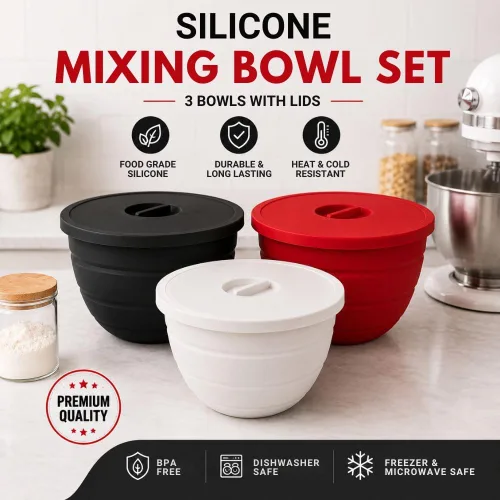 Miniatura 2 de 3 forros de silicona para tazones con tapas, forros de tazón de 5 cuartos de galón, accesorios de cocina y accesorios para hornear y cocinar