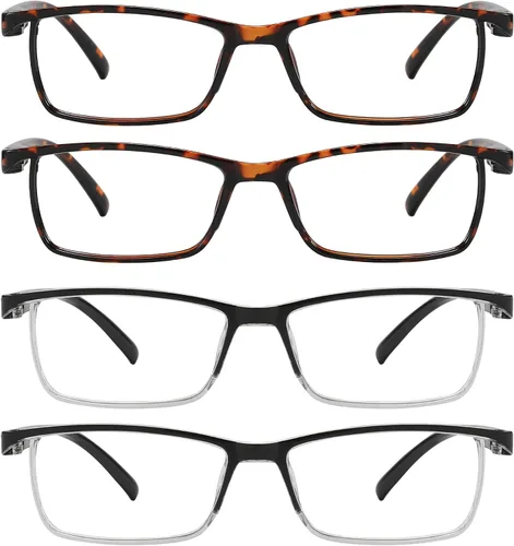 Miniatura 3 de Przene Gafas de lectura para hombres y mujeres, con bloqueo de luz azul, bisagras de resorte, paquete de estilo ligero Negro/Demi Brown/Negro/Demi