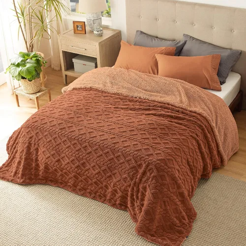 Miniatura 28 de Bedsure Gentlesoft - Manta de forro polar Sherpa para sofá, mullida y acogedora manta de jacquard para mujer, regalo de Navidad, gruesa y cálida