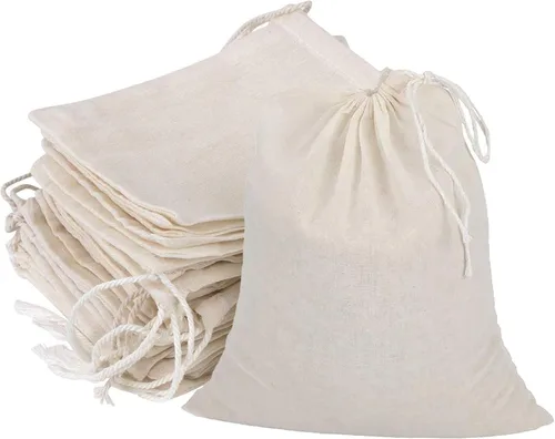 Miniatura 9 de 20 bolsas de muselina con cordón, bolsas de algodón natural sin blanquear para hierbas y estopas para café y té, caldo de sopa, caldo de sopa
