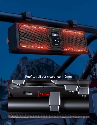 Miniatura 7 de KEMIMOTO Barra de Sonido UTV de 16 Pulgadas Barra de Sonido ATV Barra de Sonido para Carro de Golf SXS Altavoces Compatibles con Bluetooth