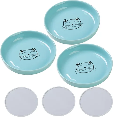 Miniatura 21 de Lusifaco - Cuencos poco profundos para comida de gato, tazón de cerámica de 5.9 pulgadas de ancho para gatos de interior, juego de platos para gatos