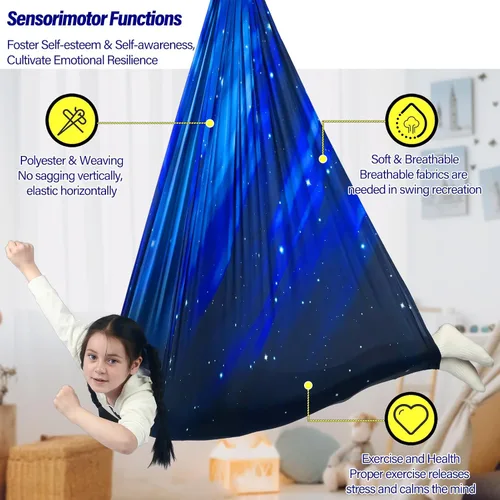 Miniatura 4 de Columpio Sensorial para Niños Soporta hasta 300 libras Interior y Exterior Columpio de Terapia Abrazador con Kit Colgador de Ganchos para Hamaca
