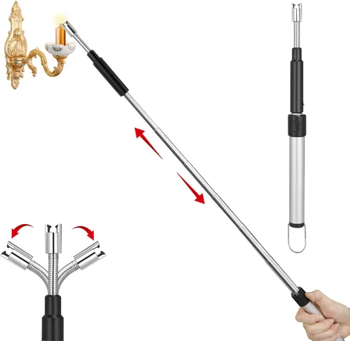Encendedor de arco eléctrico – Encendedor de plasma recargable con cuello ajustable de 11.4 a 27.55 pulgadas, resistente al viento y sin llama para