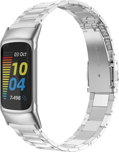 Miniatura 8 de Wearlizer Compatible con correas Fitbit Charge 6/Charge 5 para mujeres y hombres, correas de repuesto clásicas de acero inoxidable ultrafinas