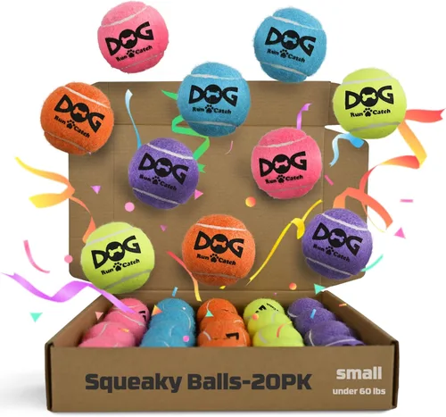 Miniatura 2 de INSUM Paquete de 20 pelotas de tenis pequeñas para perros, pelotas chirriantes de 2 pulgadas con bolsa de malla, certificado SGS, duraderas,
