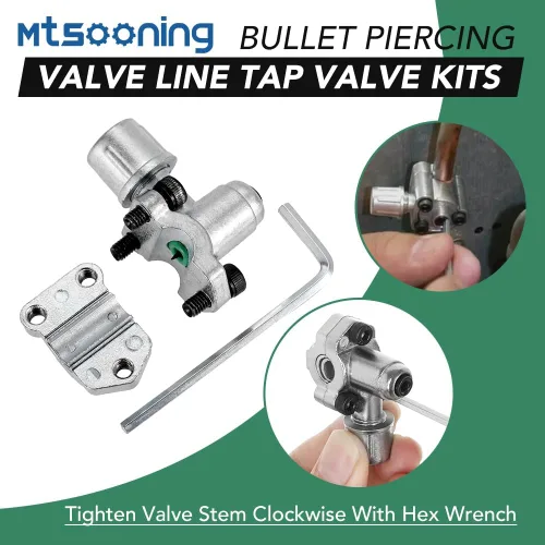 Miniatura 4 de 4 piezas BPV-31 Kit de válvula de perforación de bala, válvula de grifo de línea ajustable para aire acondicionado HVAC 1/4 pulgadas, 5/16 pulgadas