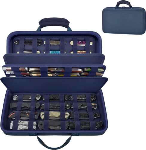 Miniatura 9 de Estuche de exhibición de cuchillos para más de 64 cuchillos de bolsillo, fundas plegables para cuchillos para colecciones, soporte de bolsa