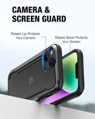 Miniatura 4 de RAPTIC Shield para iPhone 14, funda protectora transparente a prueba de golpes, grado militar, probada en caídas de 10 pies, marco de aluminio
