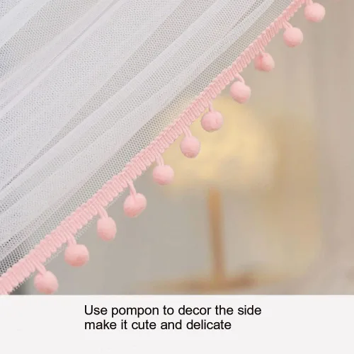 Miniatura 4 de Akiky Mosquitera para niñas con castillo de princesa pompón para interiores y exteriores, red para cama para niños, no incluye postes de cama Rosa