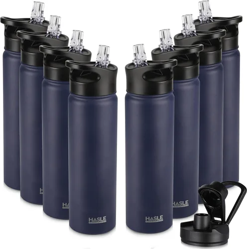 Miniatura 80 de HASLE OUTFITTERS Botella de agua aislada de 22 onzas, botella de agua de acero inoxidable de doble pared, boca ancha con tapa de popote y tapa