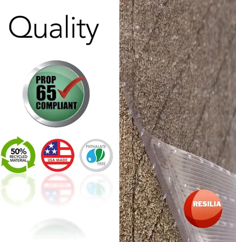 Miniatura 8 de RESILIA - Tapete para alfombra de pelo bajo - Protección antideslizante para alfombras y tapetes, tapetes de vinilo transparente lavables para piso