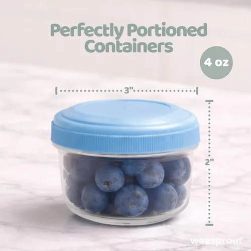 Miniatura 2 de WeeSprout Recipientes de comida para bebés, recipientes pequeños de 4 onzas con tapas, a prueba de fugas y herméticos, aptos para congelador, aptos