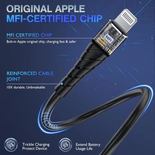 Miniatura 2 de Cable de carga corto con certificación MFi para iPhone, paquete de 3 unidades de 1 pie, 12 pulgadas para cable de carga Lightning, cable de datos