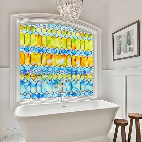 Miniatura 4 de Beautyhero Película de privacidad para ventana, vidrio esmerilado, revestimientos decorativos 3D con bloqueo UV, calcomanías para puertas de baño