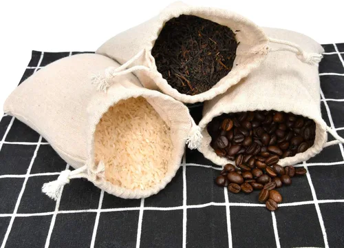 Miniatura 4 de calary Bolsa de regalo con cordón de lona doble, bolsa de algodón, bolsa de regalo, bolsa de muselina reutilizable para té, 5 x 7 pulgadas